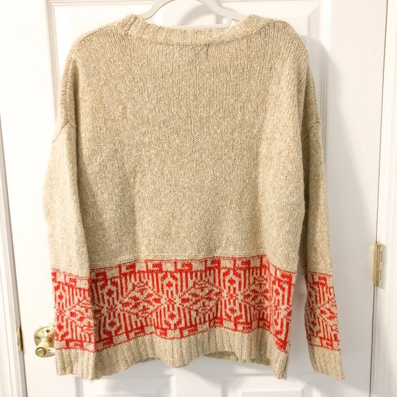NWOT UO Tan & Red Pattern Sweater - Picture 7 of 8